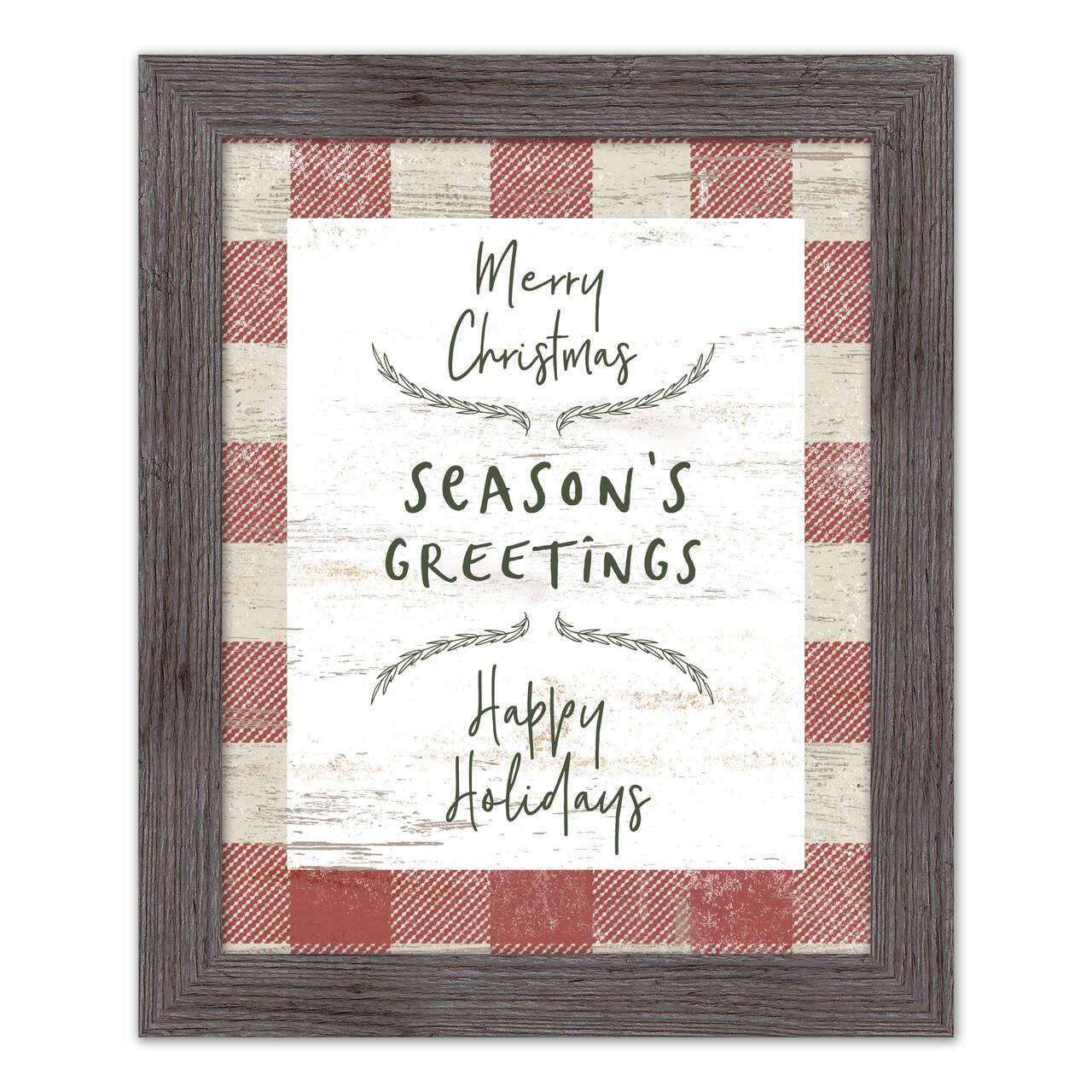 Red Buffalo Check Holiday Phrases Print in Western Gray Frame